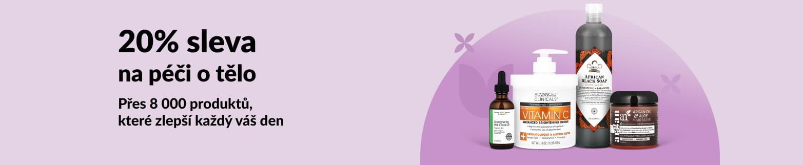 Banner iHerb s 20% slevou na kosmetické produkty péče o tělo.