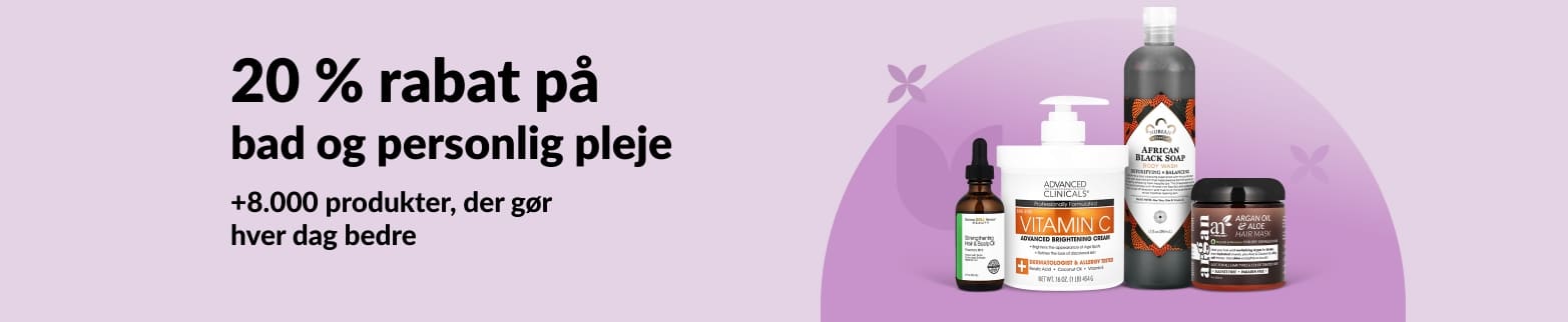 iHerb-banner med 20 % rabat på bad og personlig pleje