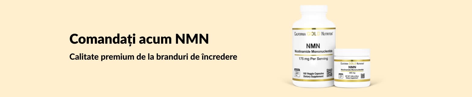 Banner iHerb cu suplimente NMN premium de la branduri de încredere.