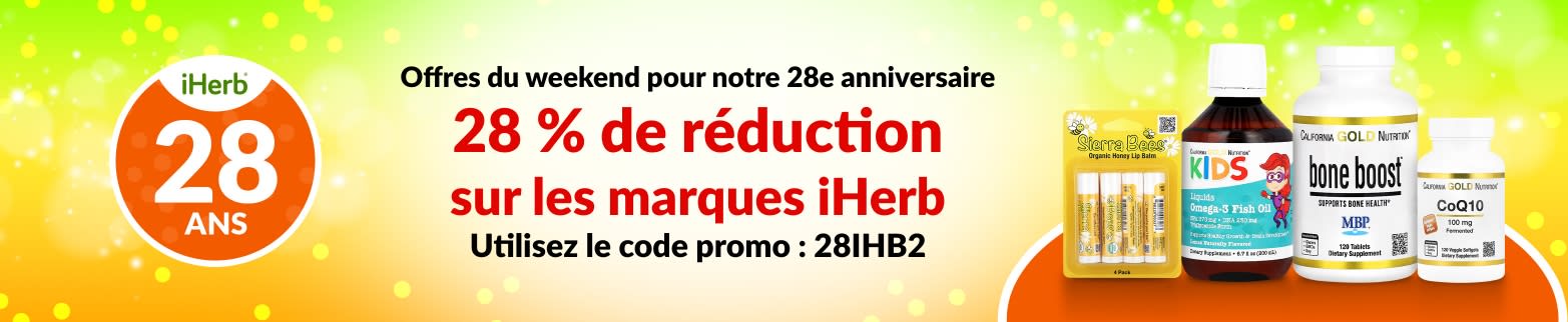 MARQUES IHERB 28 % DE RÉDUCTION AVEC LE CODE : 28IHB2