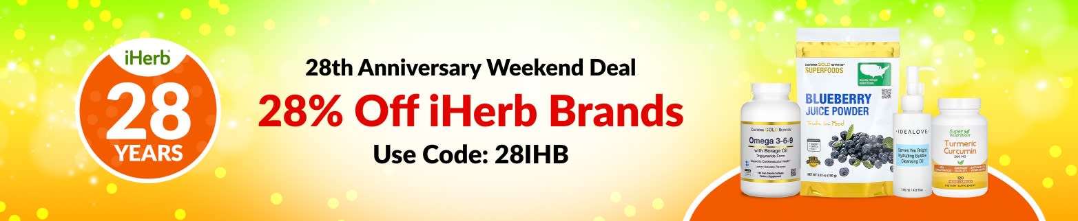 IHERB BRANDS 28% OFF WITH CODE: 28IHB