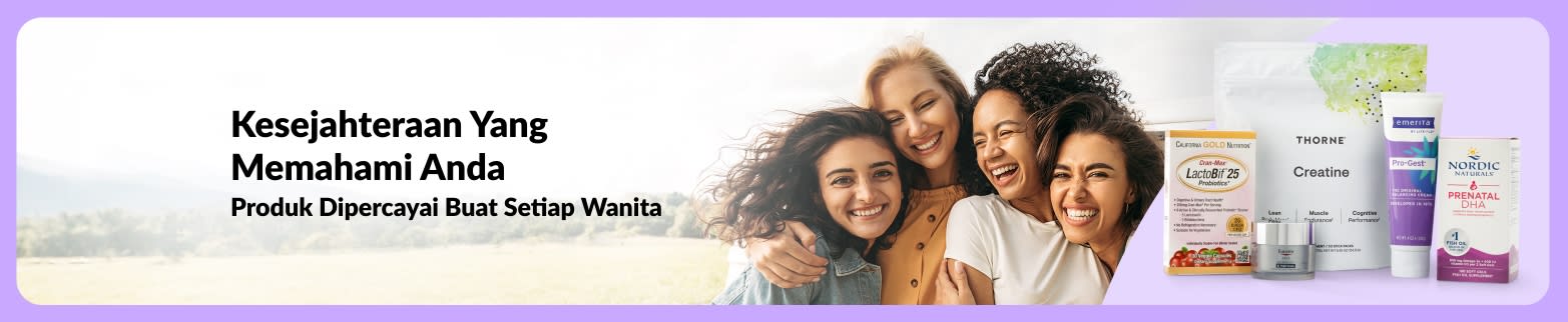 Sepanduk “Kesejahteraan Yang Memahami Anda”, wanita berbilang latar belakang tersenyum bersama suplemen kesejahteraan wanita.