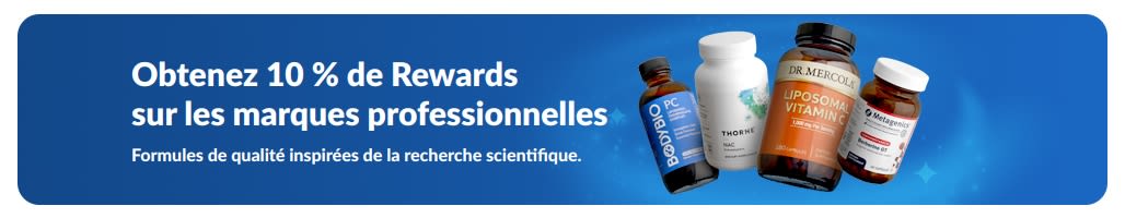 Bannière promo : 10 % Rewards sur les compléments de marques professionnelles avec le bouton « Achetez maintenant »