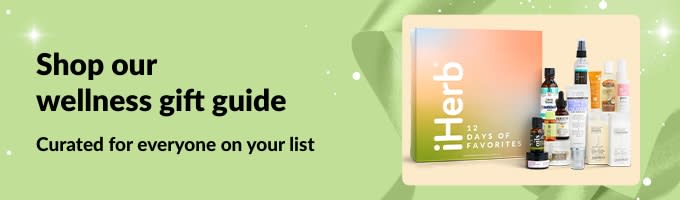 iHerb wellness gift guide banner featuring curated self-care and beauty gift sets, perfect for everyone on your list.