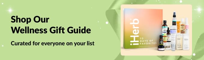 iHerb Wellness Gift Guide banner featuring curated self-care and beauty gift sets, perfect for everyone on your list.