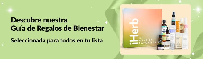 Banner de la Guía de Regalos de Bienestar de iHerb, con una selección de sets de cuidado personal y belleza, perfectos para todos en tu lista.