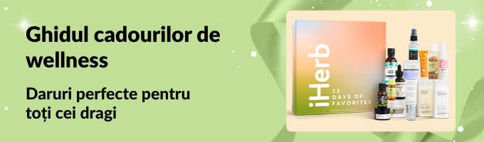 Ghid de cadouri de wellness iHerb, cu seturi cadou pentru îngrijire personală și frumusețe, ideale pentru cei dragi.
