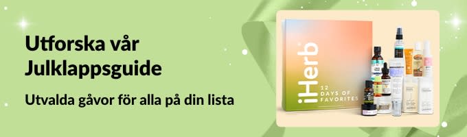 iHerbs Julklappsguide-banner med utvalda egenvårds- och skönhetspresentset som passar alla på din lista.