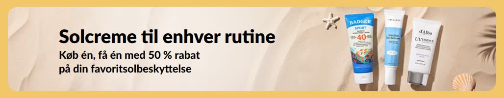 Solcreme-udsalgsbanner med to produkter, 