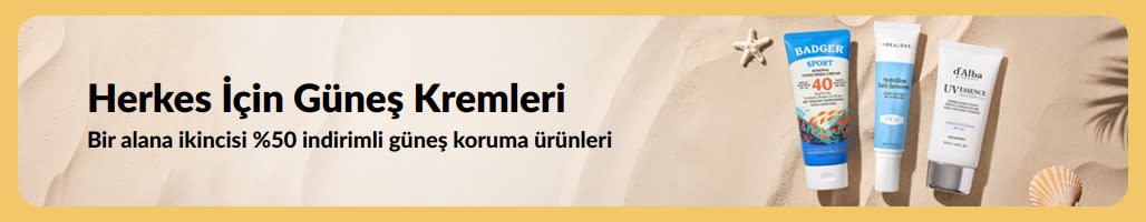 İki ürünün yer aldığı güneş koruyucu kampanyası, “1 alana 2.’si %50 indirimli güneş koruma ürünleri” fırsatıyla cilt bakım rutininize avantaj katıyor.