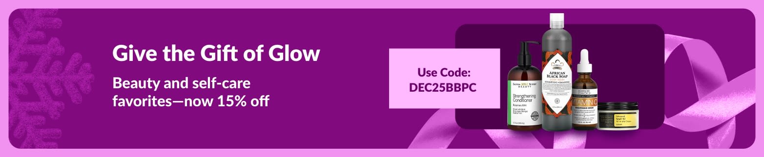 iHerb banner promoting 15% off beauty and self-care products with code DEC25BBPC, featuring skincare and haircare items.