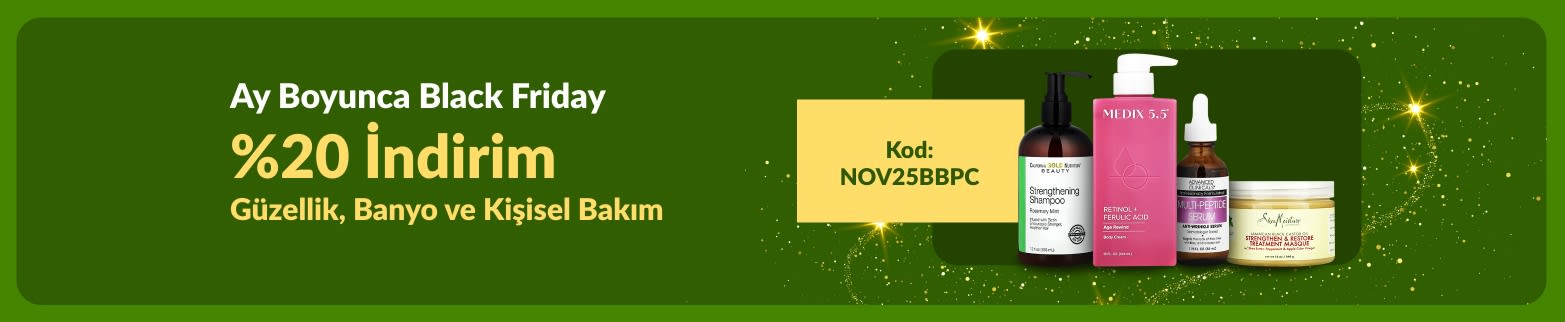 iHerb Kara Cuma Ayı kampanyası: Güzellik, banyo ve kişisel bakım ürünlerinde %20 indirim! Promosyon kodu: NOV25BBPC