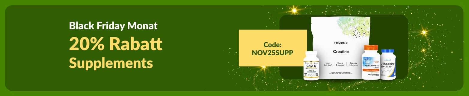 iHerb Black Friday Month banner offering 20% off supplements with code NOV25SUPP.