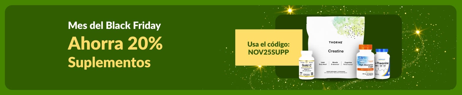 Banner del Mes de Black Friday en iHerb: Oferta del 20% de descuento en suplementos con el código: NOV25SUPP.