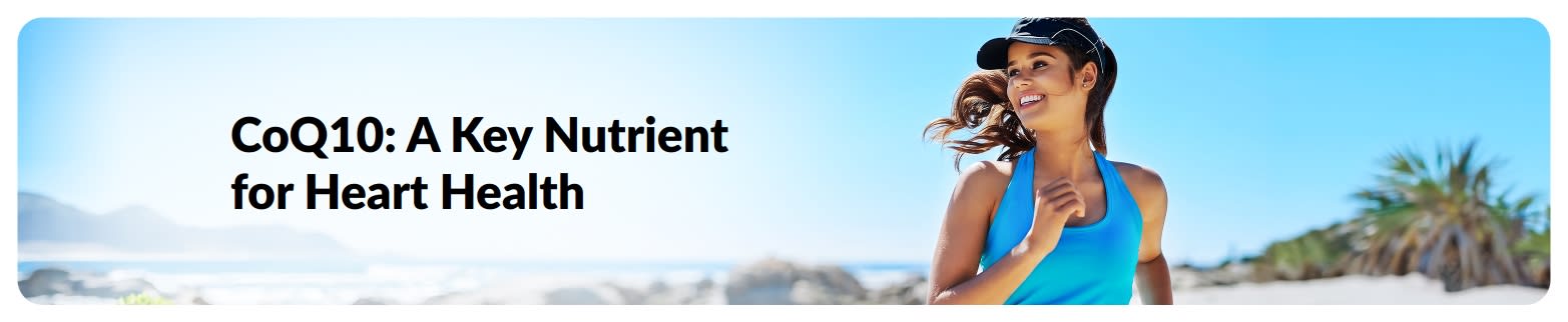Banner for article on CoQ10 and heart health.