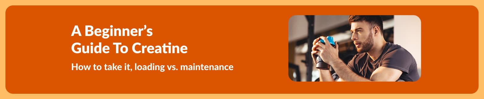 Man drinking from shaker in gym beside text: A Beginner’s Guide to Creatine – loading vs. maintenance tips.