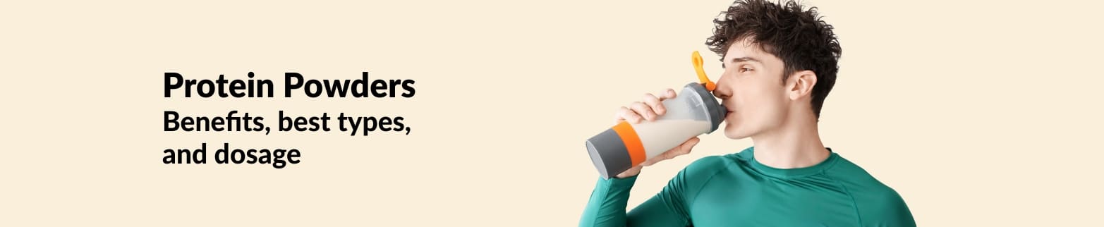 Banner for Protein powders: benefits, top types, and recommended dosage guide.
