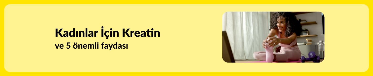Kadınlar için kreatinin beş önemli sağlık ve fitness faydasını vurgulayan banner
