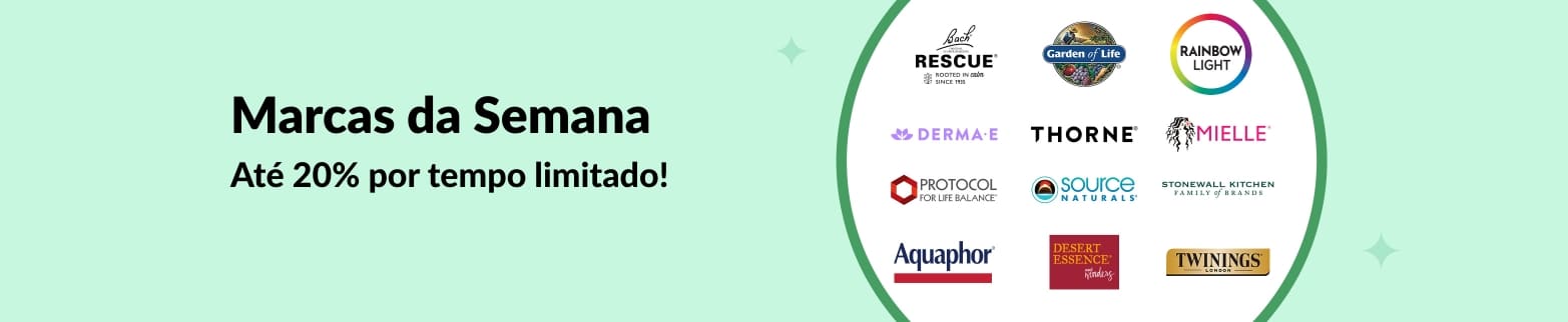 Marcas da Semana: economize até 20% nas principais marcas de bem-estar por tempo limitado.