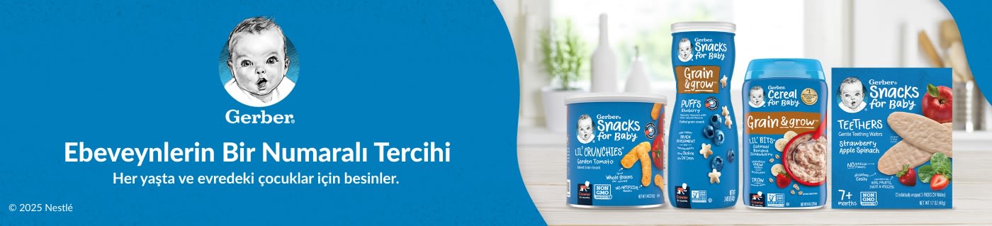 Gerber®  Ebeveynlerin Bir Numaralı Tercihi. Her yaşta ve evredeki çocuklar için besinler. 