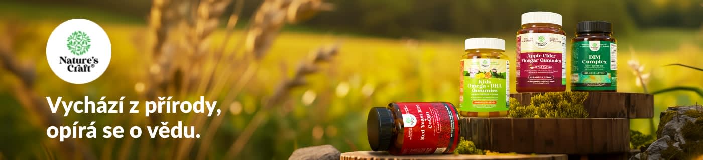 Nakupujte doplňky značky Nature’s Craft – gumové bonbony s jablečným octem, omega pro děti, DIM komplex a další.