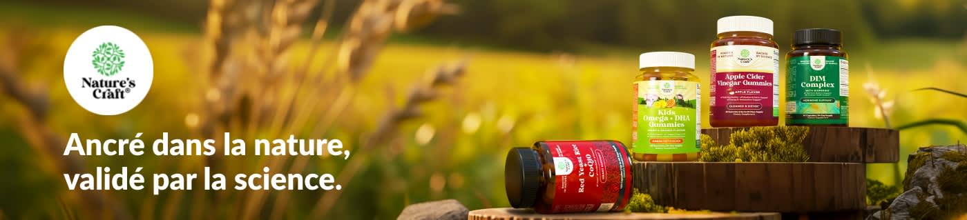 Achetez les compléments alimentaires Nature's Craft, avec les gommes au vinaigre de cidre, les omégas pour enfants, le complexe DIM et bien d'autres produits.