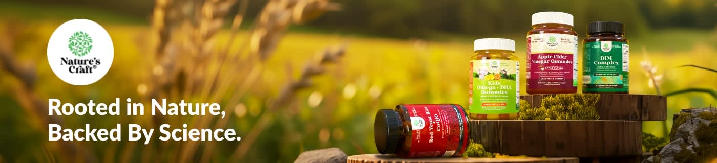 Shop Nature’s Craft supplements including apple cider vinegar gummies, omega for kids, DIM complex, and more.