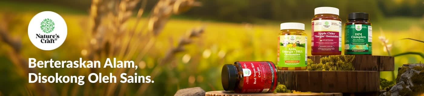 Beli suplemen Nature's Craft termasuk gummy cuka sari epal, suplemen omega untuk kanak-kanak, kompleks DIM dan banyak lagi.