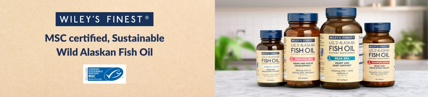 Shop Wiley’s Finest Wild Alaskan Fish Oil supplements, MSC certified and sustainably sourced.