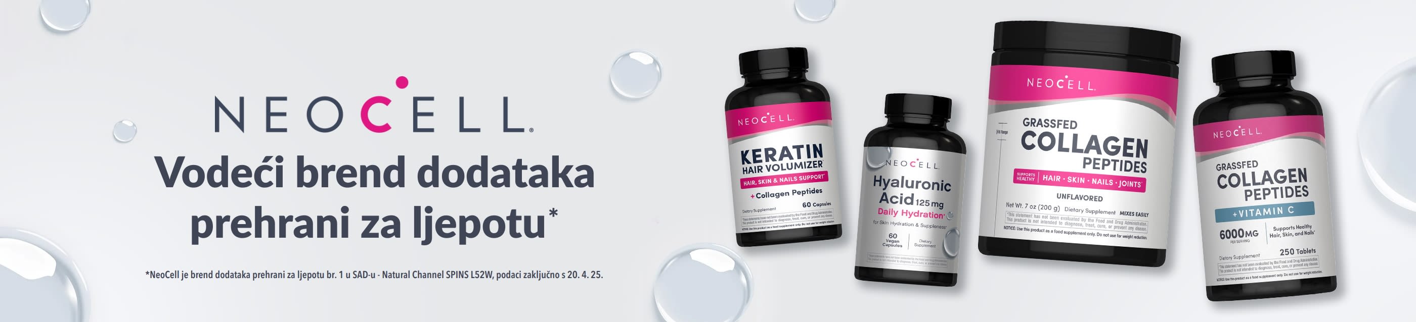 Kupujte NeoCell dodatke prehrani za ljepotu: Keratinski volumizator za kosu, hijaluronska kiselina, peptidi kolagena kokoši hranjenih travom i još mnogo toga.