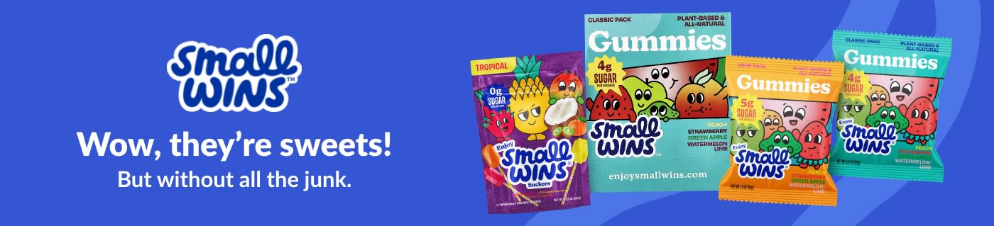 Shop Small Wins gummies and sweets made with fruit flavours and plant-based organic ingredients.