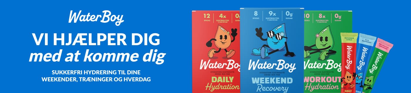 Køb WaterBoy elektrolytdrikke til daglig hydrering og aktiv restitution.