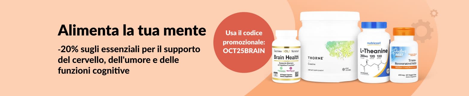 iHerb 20% di sconto sugli integratori per il cervello e le funzioni cognitive. Usa il codice: OCT25BRAIN