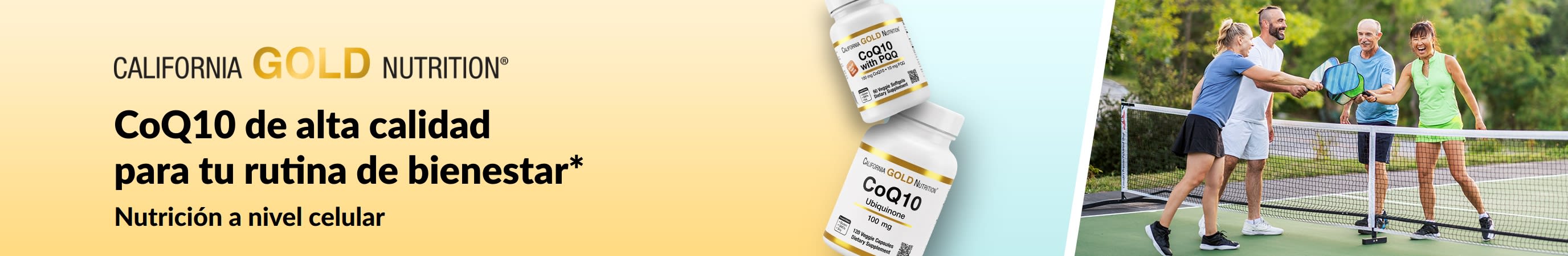 Suplementos de CoQ10 de California Gold Nutrition para el bienestar con adultos activos.