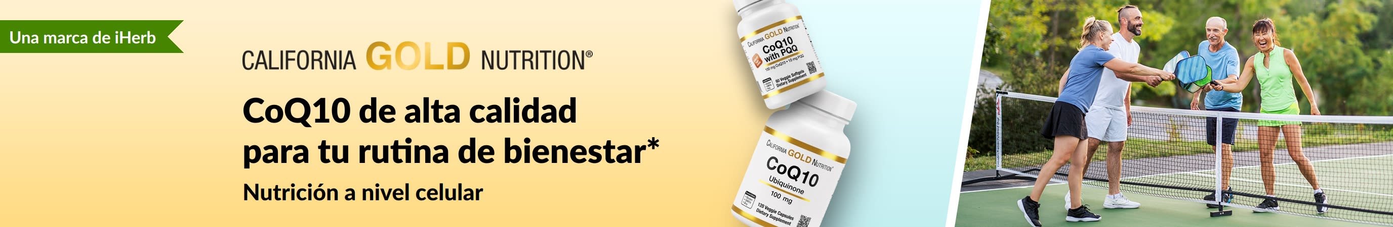 Suplementos de CoQ10 de California Gold Nutrition para el bienestar con adultos activos.