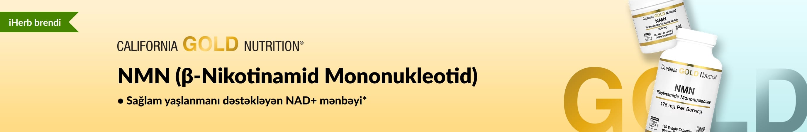 California Gold Nutrition - NMN (β-Nikotinamid Mononukleotid) - Yalnız iHerb-də!