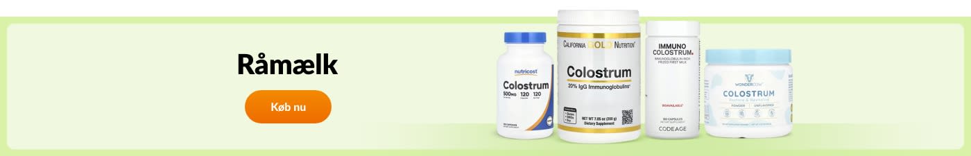 Køb råmælkstilskud fra mærker som Nutricost, California Gold Nutrition, Codeage, Wondercow og mange flere.