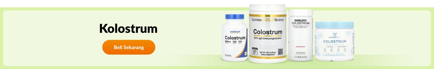 Beli suplemen Kolostrum daripada jenama seperti Nutricost, California Gold Nutrition, Codeage, Wondercow dan banyak lagi.