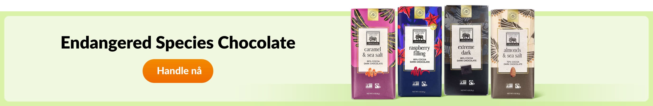 Kjøp produkter fra merket Endangered Species Chocolate.