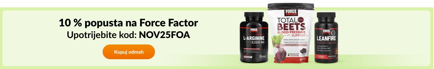 10 % popusta na brend Force Factor s kodom NOV25FOA. 