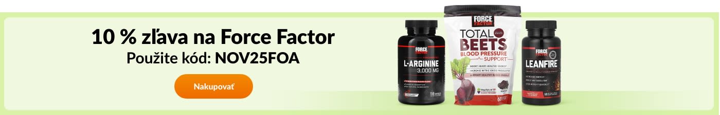 10 % zľava na značku Force Factor s kódom NOV25FOA. 