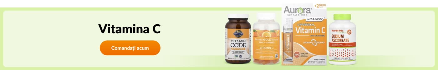 Comandați vitamina C de la branduri ca Garden of Life, California Gold Nutrition, Aurora, NutriBiotic și altele.