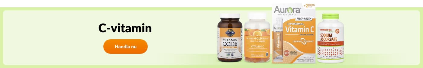 Köp C-vitamintillskott från märken som Garden of Life, California Gold Nutrition, Aurora, NutriBiotic med flera.