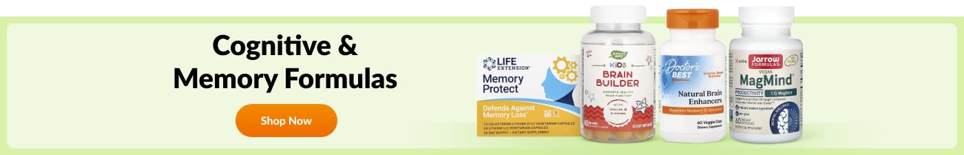 Shop cognitive and memory formulas from brands like Life Extension, Garden of Life, Doctor’s Best, and Jarrow Formulas.