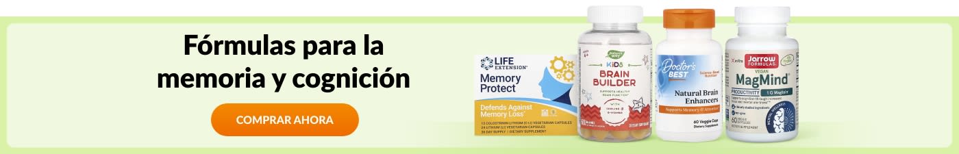 Comprar fórmulas para la memoria y cognición de marcas como Life Extension, Garden of Life, Doctor's Best y Jarrow Formulas.