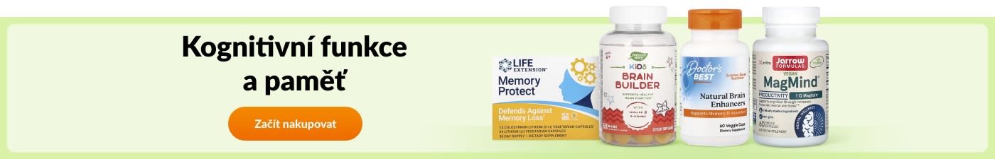 Nakupujte přípravky na podporu kognitivních funkcí a paměti od značek Life Extension, Garden of Life, Doctor’s Best a Jarrow Formulas.