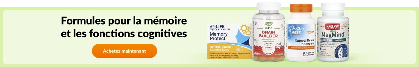 Achetez des Formules pour la mémoire et les fonctions cognitives de marques telles que Life Extension, Garden of Life, Doctor's Best et Jarrow Formulas.