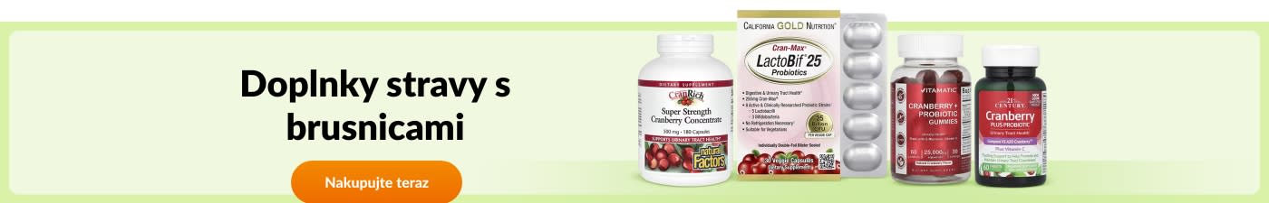 Nakupujte brusnicové doplnky od značiek ako California Gold Nutrition, Natural Factors, Vitamatic, 21st Century a ďalších.