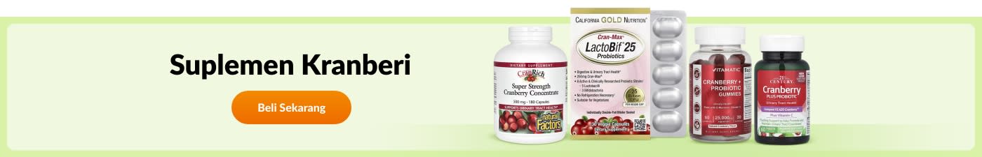 Beli suplemen Kranberi daripada jenama seperti California Gold Nutrition, Natural Factors, Vitamatic, 21st Century dan banyak lagi.
