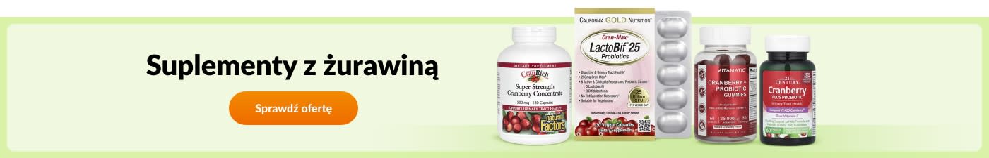 Kup suplementy z żurawiną marek takich jak California Gold Nutrition, Natural Factors, Vitamatic, 21st Century i innych.